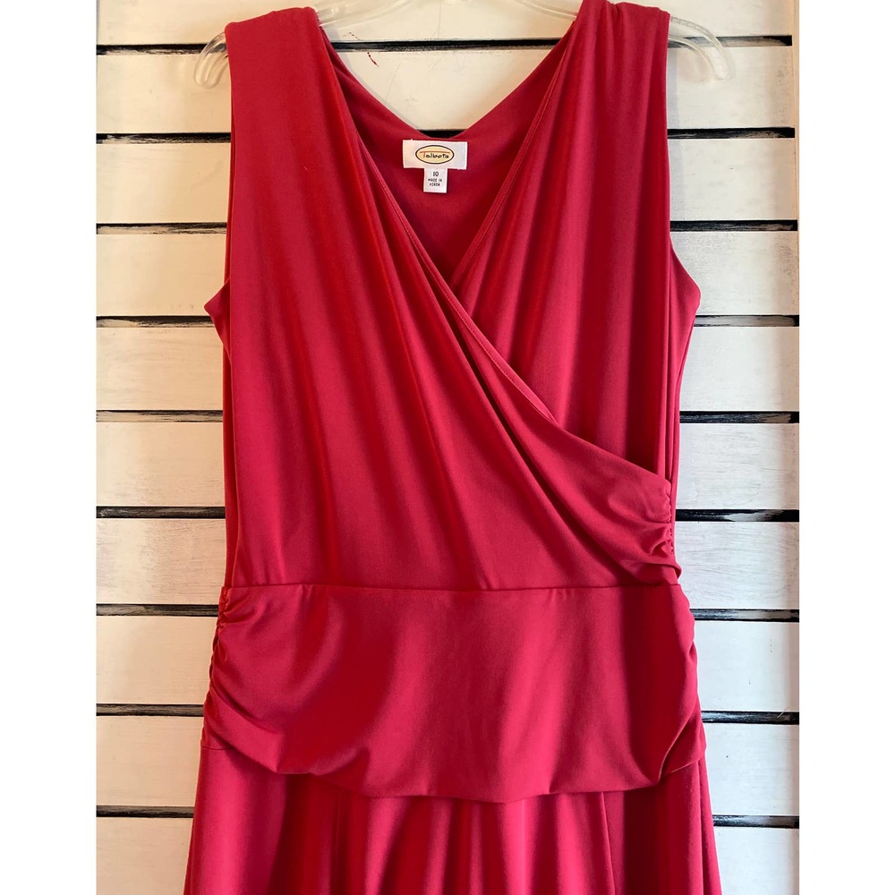Talbots Woman’s dress sz 10 red v neck sleeveless fit n flare extra tummy panel